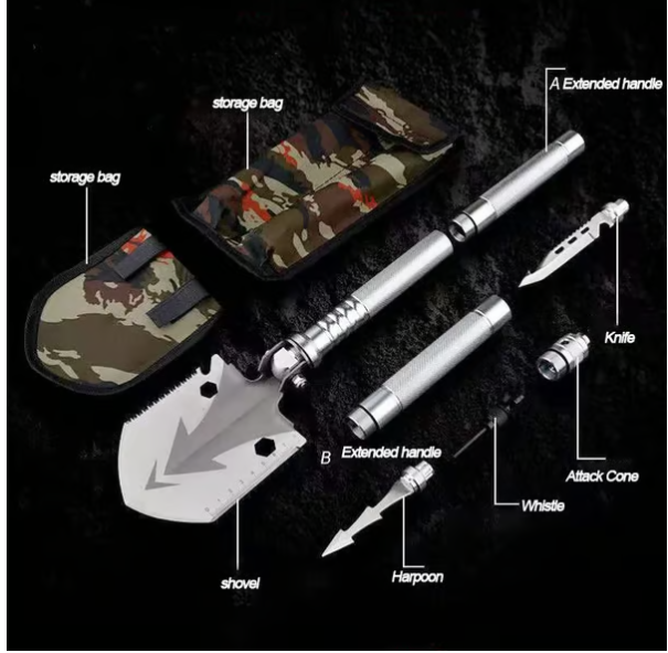 Multi-Purpose Camping Survival Shovel With Camouflage Bag