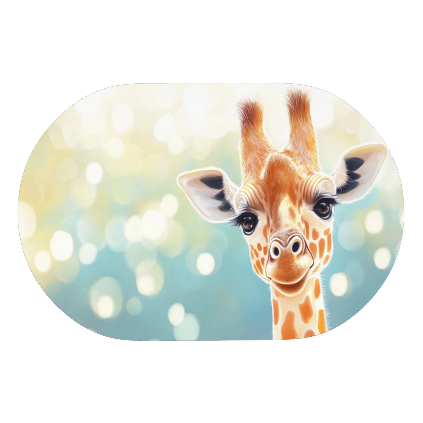 Cute Giraffe Pattern Rounded Corner Rubber Mat - 23.6x15.7 Inches, Soft Microfiber Material, Non-Slip Design, Perfect for Home Décor and Practical Use