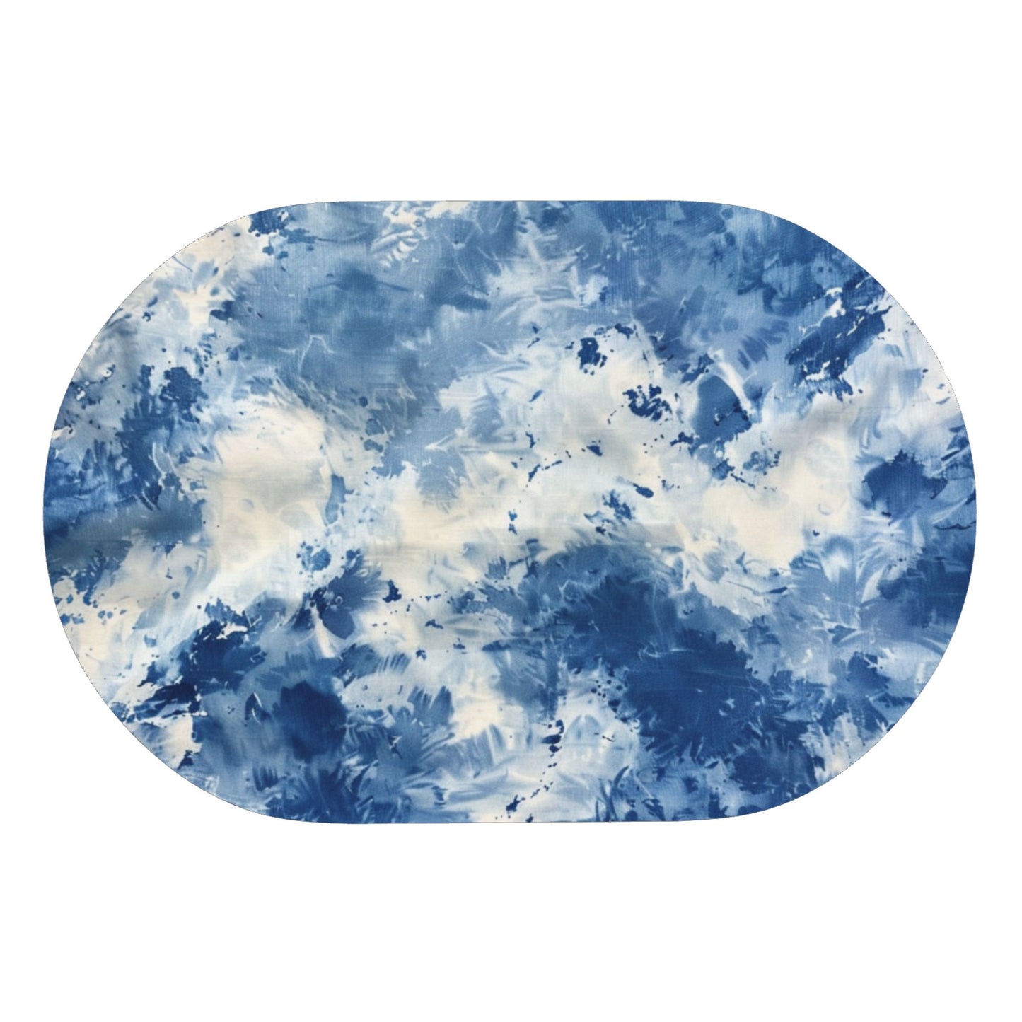 Blue and White Gradient Rounded Corner Rubber Mat - 23.6x15.7 Inches, High-Quality Microfiber Non-Slip Mat for Bathroom, Kitchen, and Home Décor