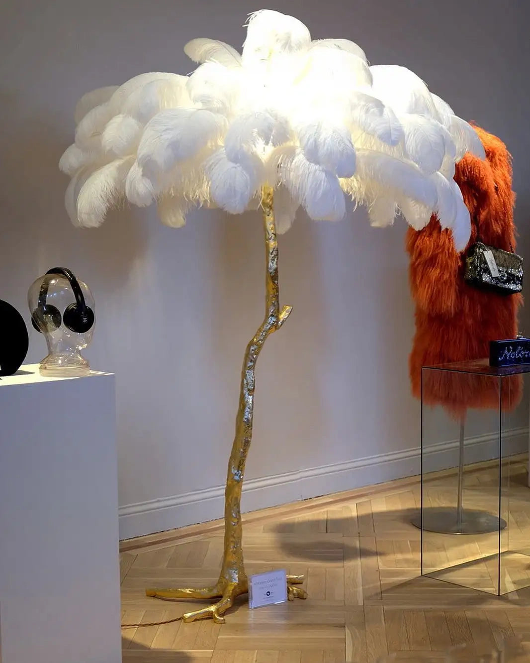 💥Buy 1 Get 1 Free💥 Ostrich Feather Brass Floor Lamp