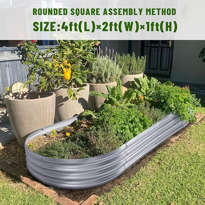 2pack Land Guard Galvanized Raised Garden Bed Kit, Galvanized Planter Garden Boxes Outdoor, Oval Large Metal for Vegetables